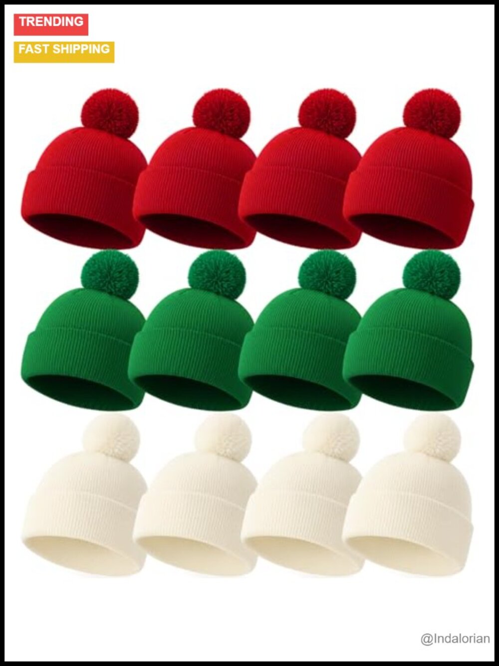 Christmas Beanie Knitted Hat Acrylic Universal Fit DIY Embroidery Pom Pom